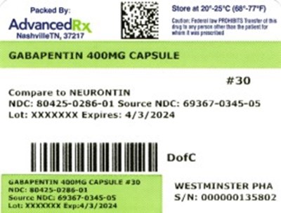 Label 1 (Gabapentin 80425 0286 01)